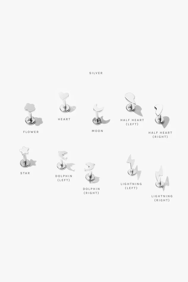 READYMADE Half Heart Threaded Flat Back Stud Right Earrings