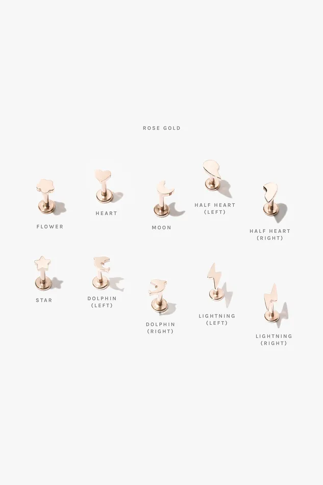 READYMADE Half Heart Threaded Flat Back Stud Right Earrings