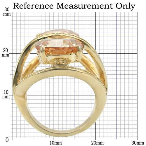 Rings 0W314 Gold Brass Ring with AAA Grade CZ in Champagne Alamode