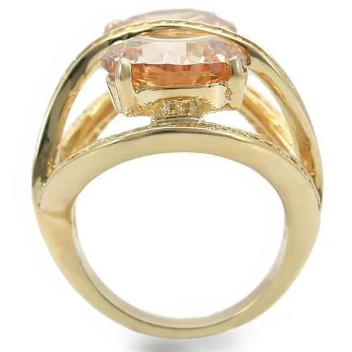 Rings 0W314 Gold Brass Ring with AAA Grade CZ in Champagne Alamode