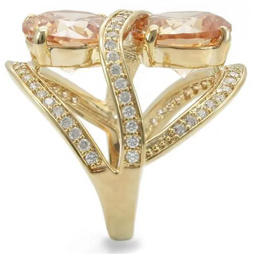 Rings 0W314 Gold Brass Ring with AAA Grade CZ in Champagne Alamode