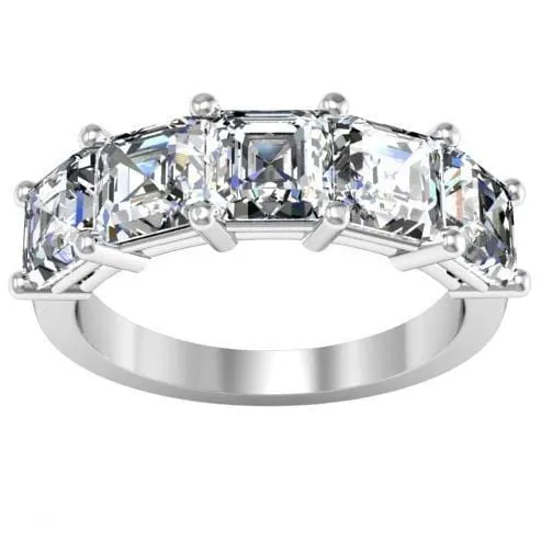 Rings 300cttw Shared Prong Asscher Diamond Five Stone Ring deBebians