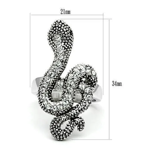Rings 3W236 Rhodium Brass Ring with Top Grade Crystal in Jet Alamode