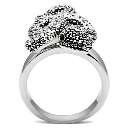 Rings 3W236 Rhodium Brass Ring with Top Grade Crystal in Jet Alamode