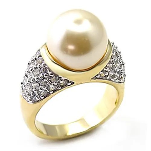 Rings 7X216 GoldRhodium 925 Sterling Silver Ring with Synthetic Pearl in White Alamode Rings 7X216 GoldRhodium 925 Sterling Silver Ring with Synthetic Pearl in White Alamode