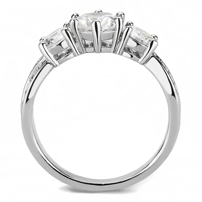 Rings Alamode 3W1456 Rhodium Brass Ring with AAA Grade CZ in Clear