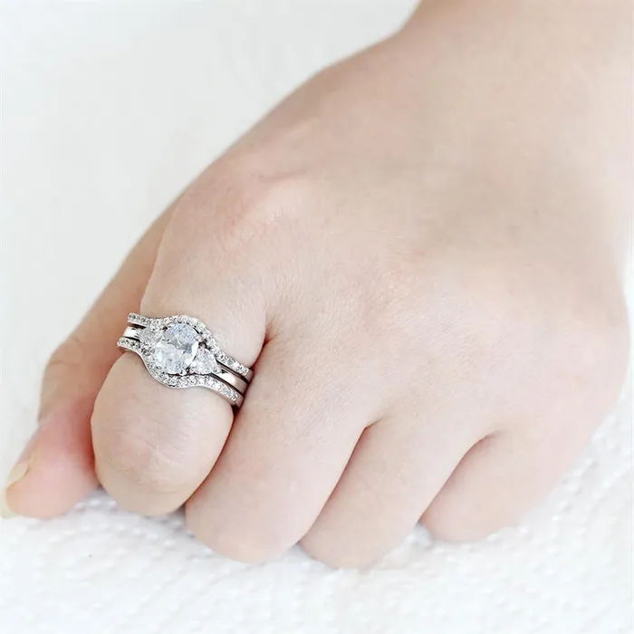 Rings Alamode 3W1594 Rhodium Brass Ring with AAA Grade CZ in Clear