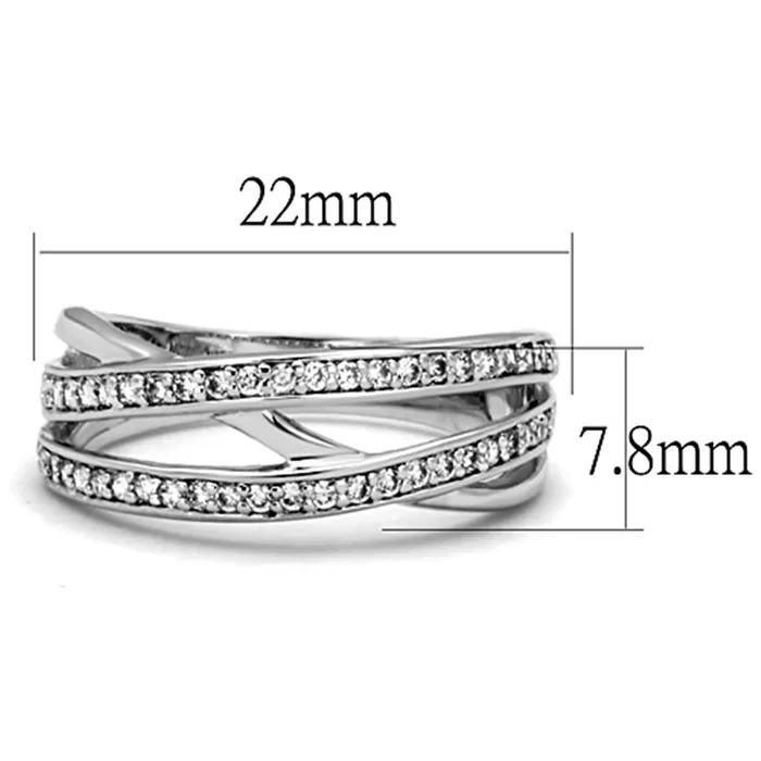 Rings Alamode 3W782 Rhodium Brass Ring with AAA Grade CZ in Clear