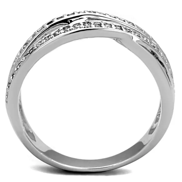 Rings Alamode 3W782 Rhodium Brass Ring with AAA Grade CZ in Clear