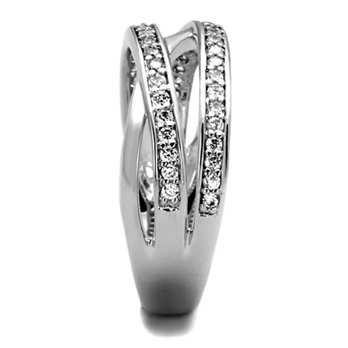 Rings Alamode 3W782 Rhodium Brass Ring with AAA Grade CZ in Clear