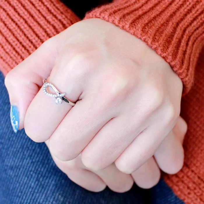 Rings Alamode DA143 High polished no plating Stainless Steel Ring with AAA Grade CZ in Clear