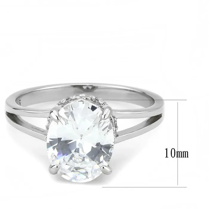 Rings Alamode DA314 No Plating Stainless Steel Ring with AAA Grade CZ in Clear