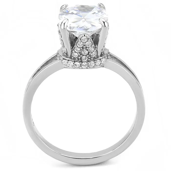 Rings Alamode DA314 No Plating Stainless Steel Ring with AAA Grade CZ in Clear