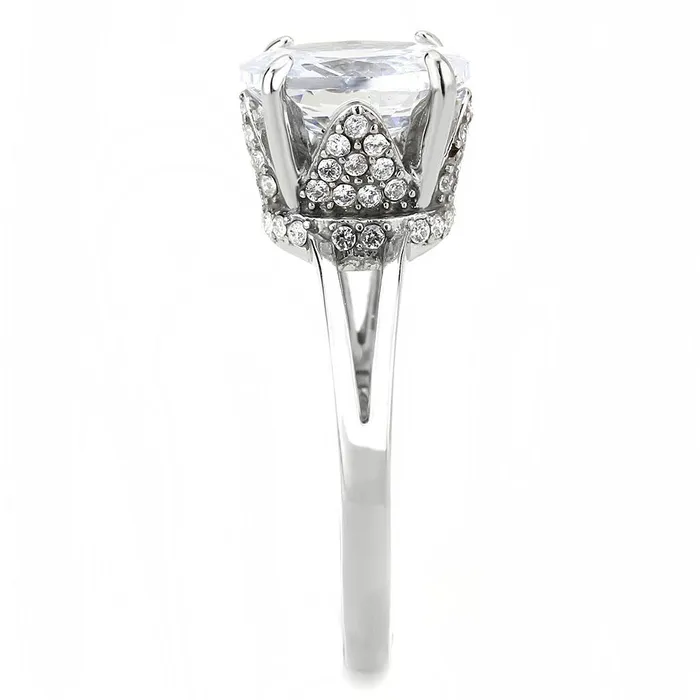 Rings Alamode DA314 No Plating Stainless Steel Ring with AAA Grade CZ in Clear