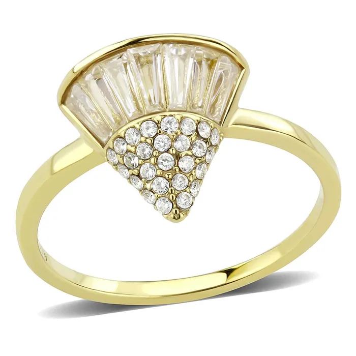 Rings Alamode DA359 IP GoldIon Plating Stainless Steel Ring with AAA Grade CZ in Clear Rings Alamode DA359 IP GoldIon Plating Stainless Steel Ring with AAA Grade CZ in Clear