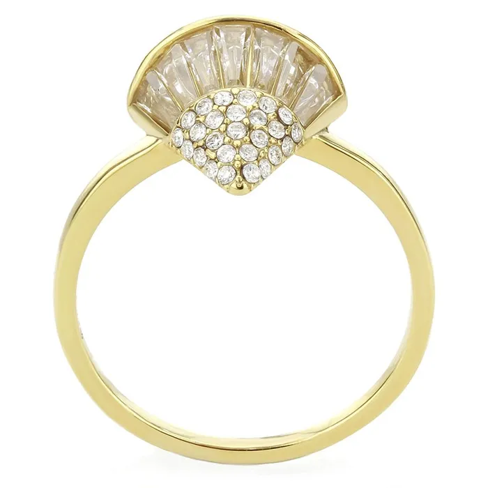 Rings Alamode DA359 IP GoldIon Plating Stainless Steel Ring with AAA Grade CZ in Clear