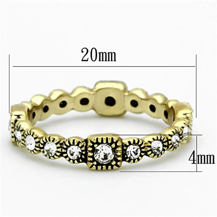 Rings Alamode LO3003 Gold Brass Ring with Top Grade Crystal in Clear