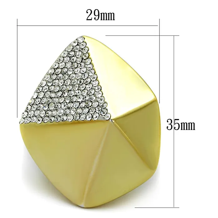 Rings Alamode LO3902 GoldRhodium Brass Ring with Top Grade Crystal in Clear