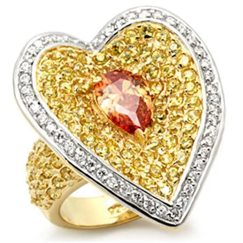 Rings Alamode LOS096 GoldRhodium 925 Sterling Silver Ring with AAA Grade CZ in Champagne Rings Alamode LOS096 GoldRhodium 925 Sterling Silver Ring with AAA Grade CZ in Champagne
