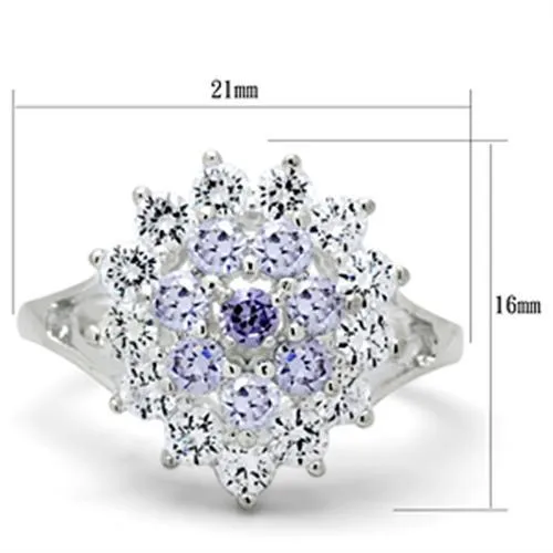 Rings Alamode SS037 Silver 925 Sterling Silver Ring with AAA Grade CZ in Multi Color