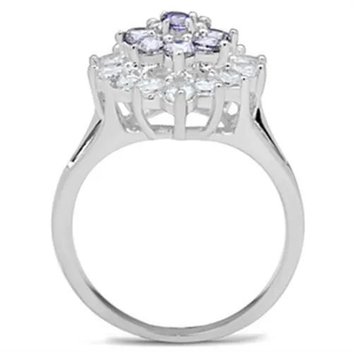 Rings Alamode SS037 Silver 925 Sterling Silver Ring with AAA Grade CZ in Multi Color