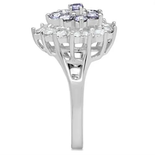 Rings Alamode SS037 Silver 925 Sterling Silver Ring with AAA Grade CZ in Multi Color