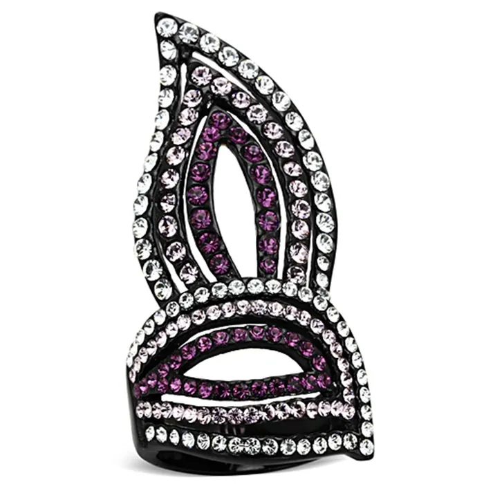 Rings Alamode TK1293 IP BlackIon Plating Stainless Steel Ring with Top Grade Crystal in Multi Color Rings Alamode TK1293 IP BlackIon Plating Stainless Steel Ring with Top Grade Crystal in Multi Color