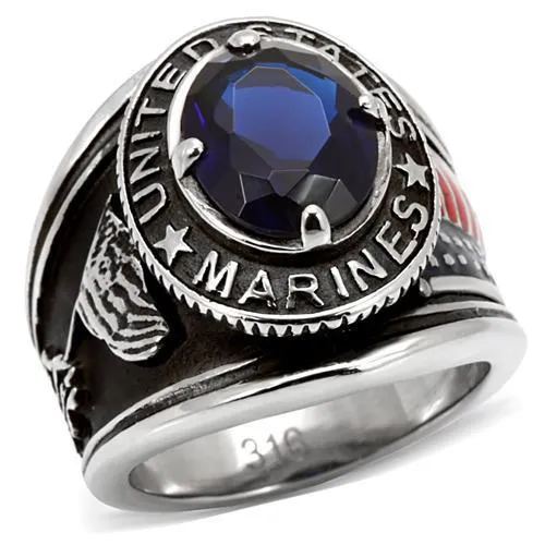 Rings Alamode TK130 High polished no plating Stainless Steel Ring with Synthetic Synthetic Glass in Montana Rings Alamode TK130 High polished no plating Stainless Steel Ring with Synthetic Synthetic Glass in Montana