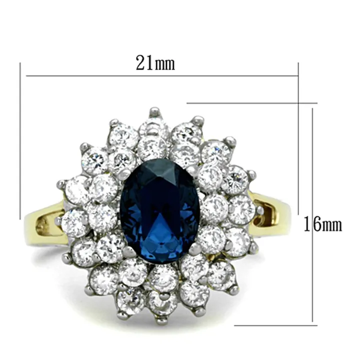 Rings Alamode TK1572 TwoTone IP Gold Ion Plating Stainless Steel Ring with Top Grade Crystal in Montana