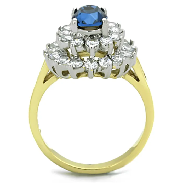 Rings Alamode TK1572 TwoTone IP Gold Ion Plating Stainless Steel Ring with Top Grade Crystal in Montana