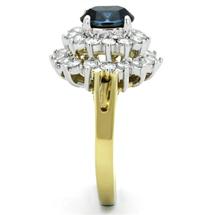 Rings Alamode TK1572 TwoTone IP Gold Ion Plating Stainless Steel Ring with Top Grade Crystal in Montana