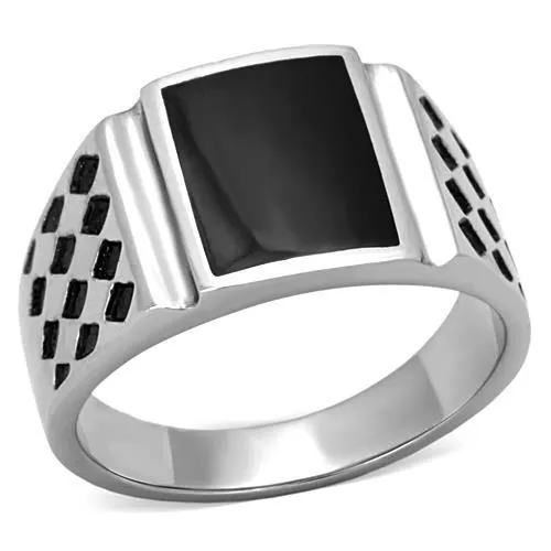 Rings Alamode TK1611 High polished no plating Stainless Steel Ring with Epoxy in Jet Rings Alamode TK1611 High polished no plating Stainless Steel Ring with Epoxy in Jet