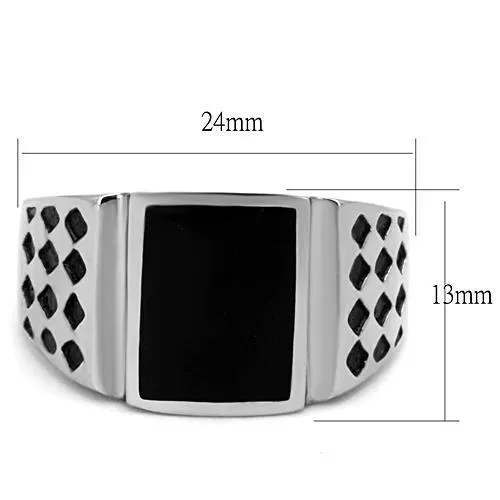 Rings Alamode TK1611 High polished no plating Stainless Steel Ring with Epoxy in Jet