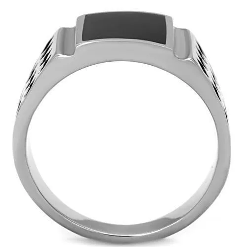 Rings Alamode TK1611 High polished no plating Stainless Steel Ring with Epoxy in Jet