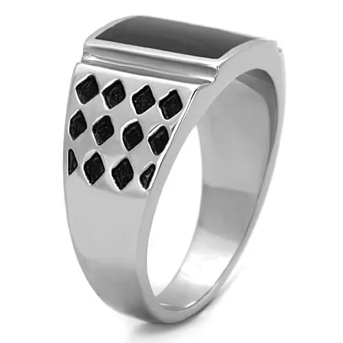 Rings Alamode TK1611 High polished no plating Stainless Steel Ring with Epoxy in Jet