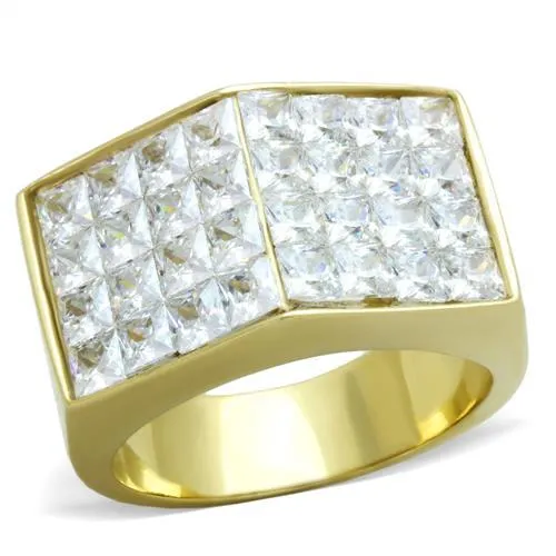Rings Alamode TK1808 IP GoldIon Plating Stainless Steel Ring with AAA Grade CZ in Clear Rings Alamode TK1808 IP GoldIon Plating Stainless Steel Ring with AAA Grade CZ in Clear