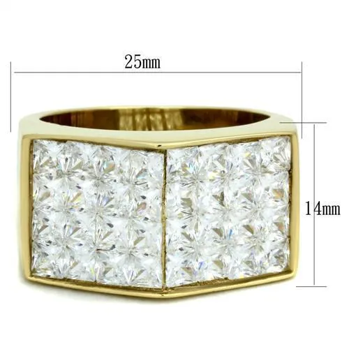 Rings Alamode TK1808 IP GoldIon Plating Stainless Steel Ring with AAA Grade CZ in Clear
