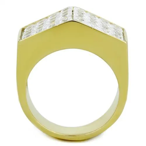Rings Alamode TK1808 IP GoldIon Plating Stainless Steel Ring with AAA Grade CZ in Clear