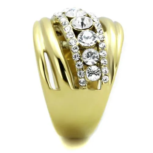 Rings Alamode TK1880 IP GoldIon Plating Stainless Steel Ring with Top Grade Crystal in Clear