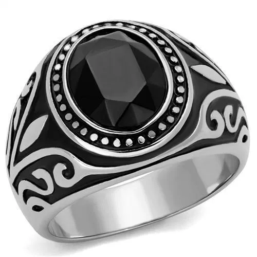 Rings Alamode TK2231 High polished no plating Stainless Steel Ring with Top Grade Crystal in Jet Rings Alamode TK2231 High polished no plating Stainless Steel Ring with Top Grade Crystal in Jet