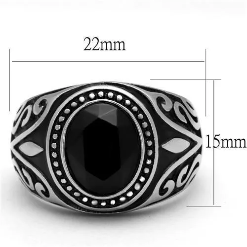 Rings Alamode TK2231 High polished no plating Stainless Steel Ring with Top Grade Crystal in Jet