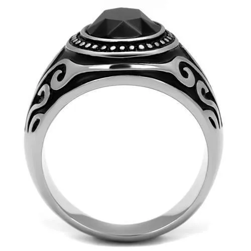 Rings Alamode TK2231 High polished no plating Stainless Steel Ring with Top Grade Crystal in Jet