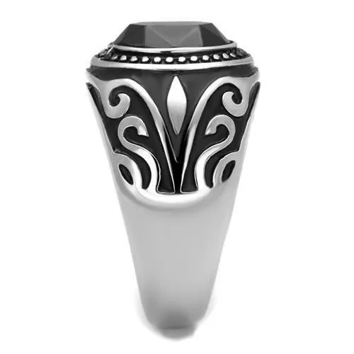 Rings Alamode TK2231 High polished no plating Stainless Steel Ring with Top Grade Crystal in Jet