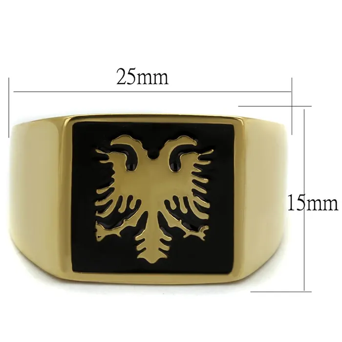Rings Alamode TK2373 IP GoldIon Plating Stainless Steel Ring with Epoxy in Jet
