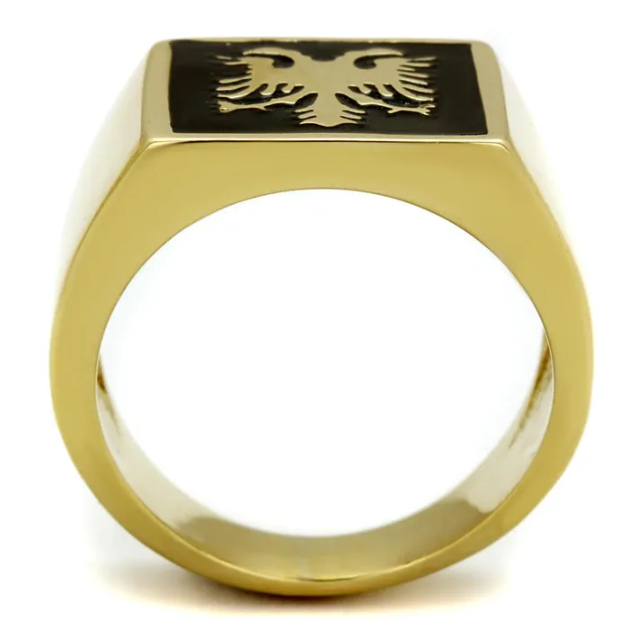 Rings Alamode TK2373 IP GoldIon Plating Stainless Steel Ring with Epoxy in Jet
