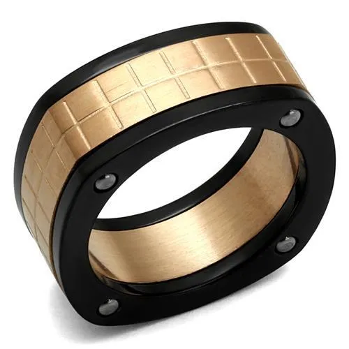 Rings Alamode TK2406 Three Tone IP Rose Gold IP Black High Polished Stainless Steel Ring with No Stone Rings Alamode TK2406 Three Tone IP Rose Gold IP Black High Polished Stainless Steel Ring with No Stone
