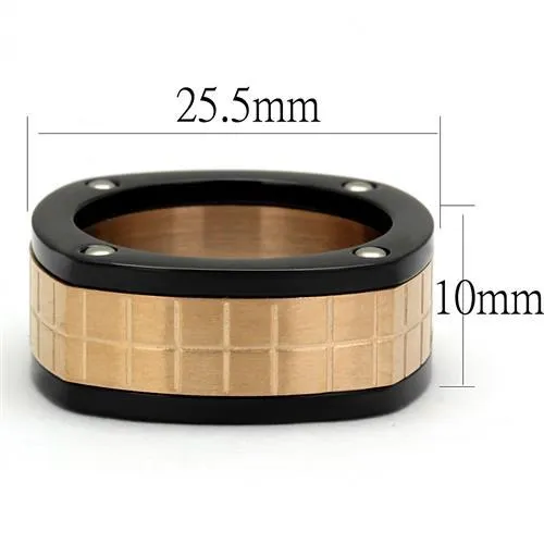 Rings Alamode TK2406 Three Tone IP Rose Gold IP Black High Polished Stainless Steel Ring with No Stone