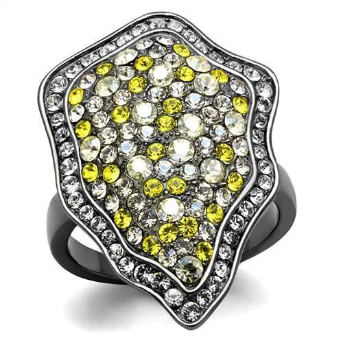 Rings Alamode TK2805 IP Light Black IP Gun Stainless Steel Ring with Top Grade Crystal in Multi Color Rings Alamode TK2805 IP Light Black IP Gun Stainless Steel Ring with Top Grade Crystal in Multi Color