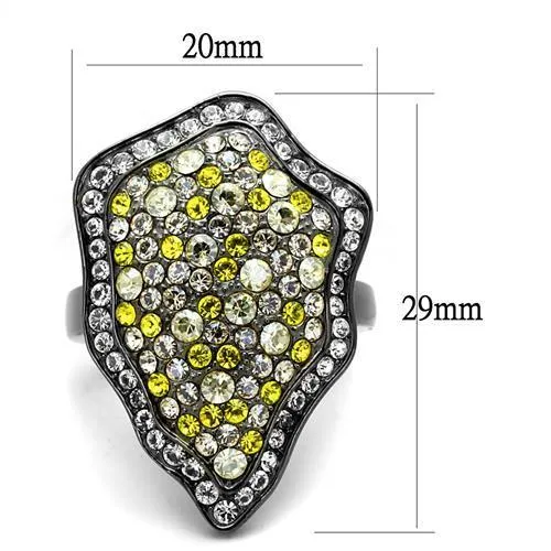 Rings Alamode TK2805 IP Light Black IP Gun Stainless Steel Ring with Top Grade Crystal in Multi Color
