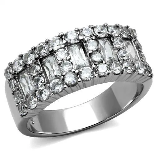 Rings Alamode TK2866 High polished no plating Stainless Steel Ring with AAA Grade CZ in Clear Rings Alamode TK2866 High polished no plating Stainless Steel Ring with AAA Grade CZ in Clear